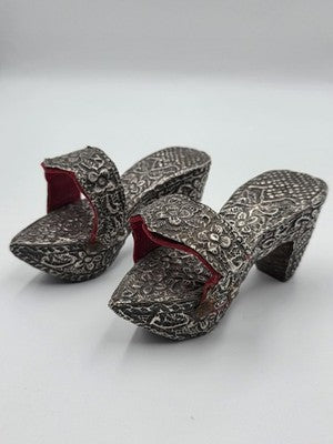RARE ANTIQUE STERLING SILVER TURKISH CHILD'S NALIN BATH SHOES OTTOMAN EMPIRE