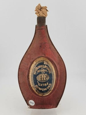 Rare Antique OOAK 19th Century Belgium Tin Type FFF Extra Gun Powder Flask