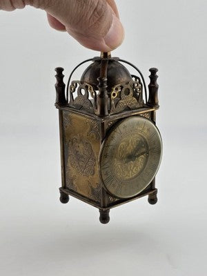 Vintage Smiths Miniature Brass Lantern Clock Wind-Up Made in Great Britain. Read