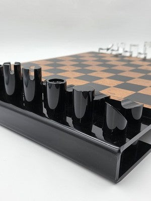 Rare 1960 Rede Guzzini Italy Lucite Chess Set Briar Wood Board Mid Cent. Modern