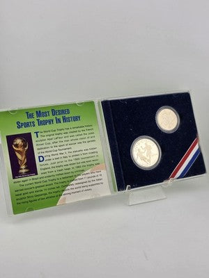 Vintage 1994 World Cup US Mint Silver  Coins set $1 50c US Mint New York /Jersey