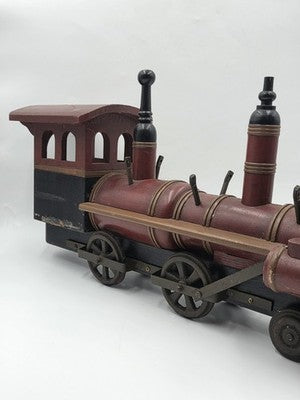 Rare Heavy Vintage Handmade Wooden & Cast Iron Steam Train 24" X 14" X 6"