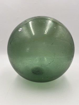 Rare Large Hand Blown Art Glass Orb Sphere w/ Freeform Murano Style Bowl Stand