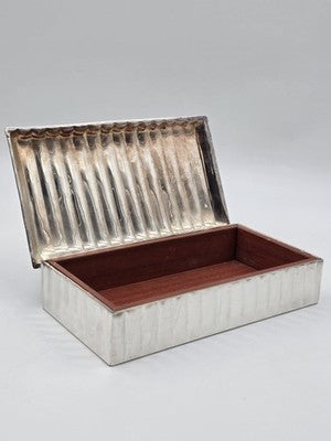 Vintage Ralph Lauren Home Cigar Box Italian Silver Finish Cherry Wood 1990s