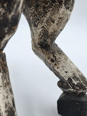 Vintage Mexico Folk Art Rearing Horse Hand Carved  & Painted Wood Sculpture Read