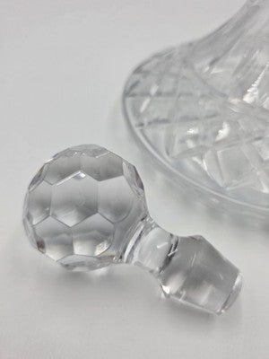 Atlantis Crystal Ship Decanter Criss Cross Cut Pattern Watermark Faceted Stopper
