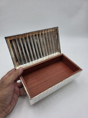 Vintage Ralph Lauren Home Cigar Box Italian Silver Finish Cherry Wood 1990s