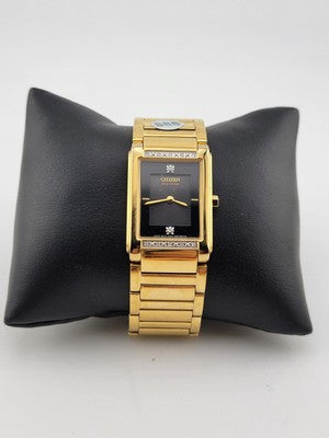 Vintage Citizen Women's EW9342-54E Eco-Drive Gold-Tone Diamond Watch #155. Works