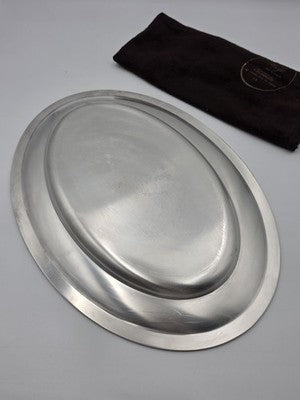 Vtg Christofle France 18” Silverplate Oval Serving Platter Louis XVI Leaf Border