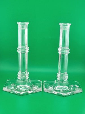 Vintage Elegant Pair Of TIFFANY & CO Crystal Windham Candle Holders 8” Tall