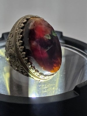 Antique Handcrafted Men Sterling Silver 925 Natural Dark Aqeeq Agate Ring Sz 9.