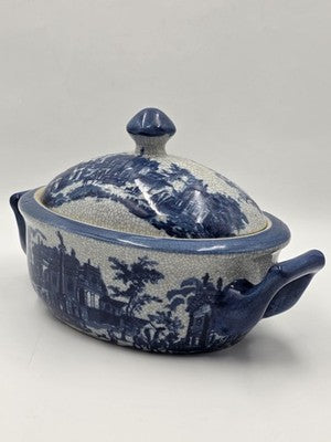Imported Victoria Ware Ironstone Blue & White Soup Tureen Lidded Vegetable Dish