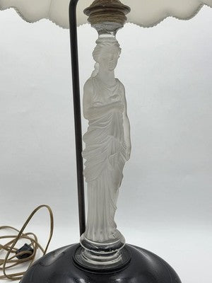 Ultra Rare French Baccarat Frosted & Clear Glass Classical Maiden Table Lamp.