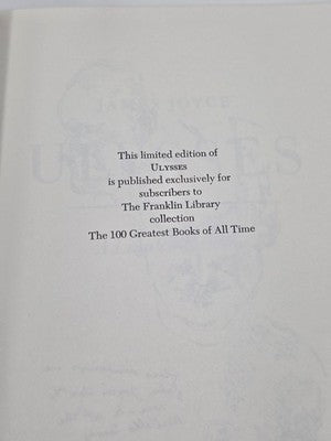 Ulysses James Joyce 1976 Franklin Library Leather Bound Great Books Series. New.