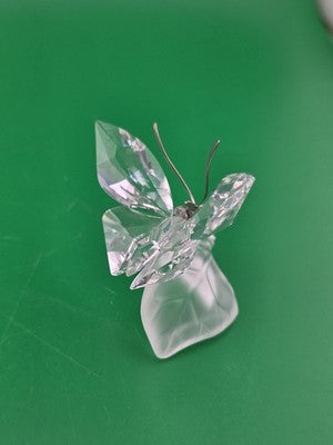 SWAROVSKI Austria Crystal Butterfly on Frosted Leaf Figurine