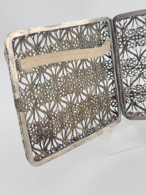 Antique 1920's Handmade European 800 Silver Filigree Cigarette Case Art Deco.