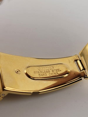 Vintage Citizen Women's EW9342-54E Eco-Drive Gold-Tone Diamond Watch #155. Works