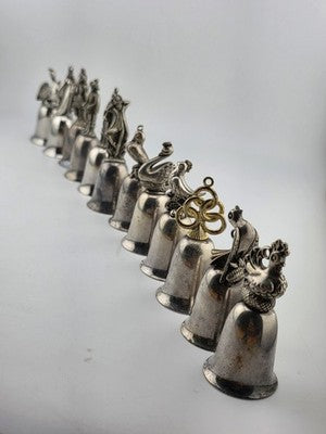 Vintage Complete Set of 12 Reed & Barton's 12 Days of Christmas Silver Bells.