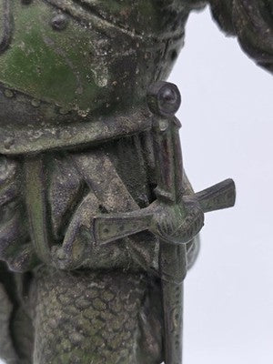 Rare Pair Of Antique Detailed Spelter Statues of Spanish Conquistadors. 15".