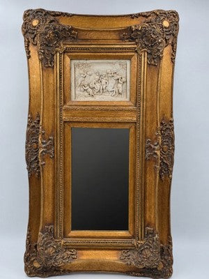Rare Antique 19th C Enrico Braga Tondo Relief Mirror W Perfugium Regibus Coin