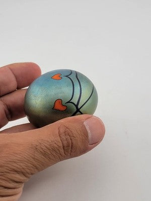 Rare Orient & Flume Iridescent Art Glass Paperweight Flowers Signed May Of 1975