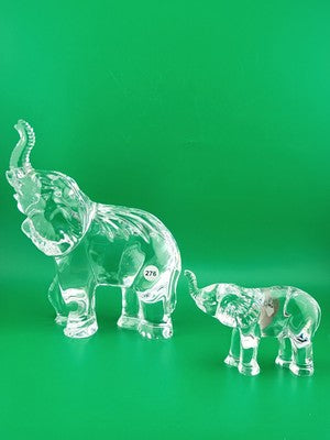 Set Of 2 Waterford Crystal Elephant Paperweights. Mother And Child. VG Cond.