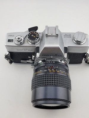 Minolta SRT 101 35mm SLR Film Camera W Venus 1:2.8 F 1 35mm Lens. Untested.