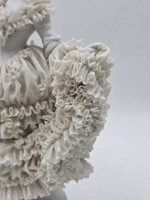 Large Jacqueline Porcelain Lace Figurine Victorian Lady Dresden Style Lace Dress