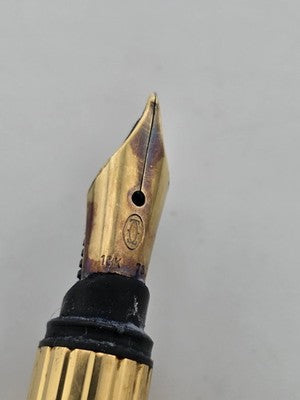 Vintage Must De Cartier Vendome 18K Gold Nib Fluted Fountain Pen Trinity Rings