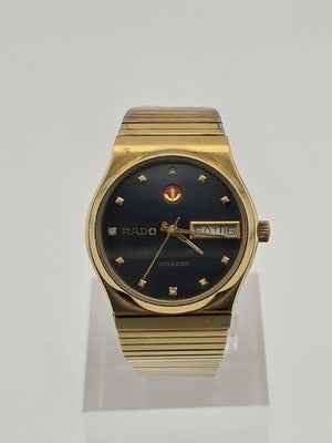 1970 Rado Voyager Automatic Black Dial Day Date Swiss Mens Watch 636.40122 Works