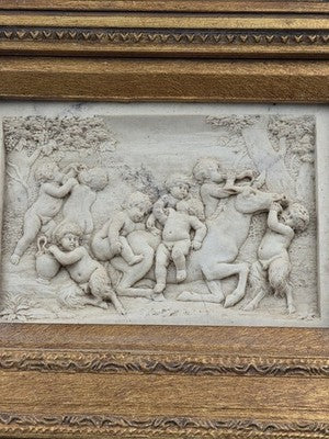 Rare Antique 19th C Enrico Braga Tondo Relief Mirror W Perfugium Regibus Coin