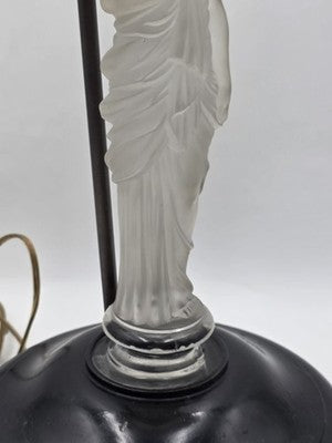 Ultra Rare French Baccarat Frosted & Clear Glass Classical Maiden Table Lamp.