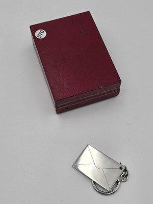 Vintage Cartier Envelope Letter Key Ring Keychain Double C Logo Made Italy w Box
