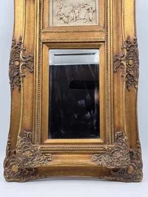 Rare Antique 19th C Enrico Braga Tondo Relief Mirror W Perfugium Regibus Coin
