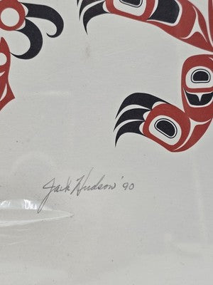 Rare Hand Signed Jack Hudson 1990 Salmon Feast Alaska Native Formline Art Print