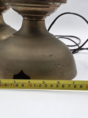 Vintage 1950's Brass Table Lamp Pair James Mont Style Mid Century Modern Etched.