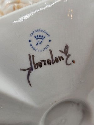 Antique OOAK Mid Century Ornate Hand Made Capodimonte Italy Large Vase No Chips