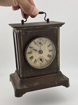 Antique JUNGHANS Germany Carriage Mantle Clock Musical Alarm Clock Music Works