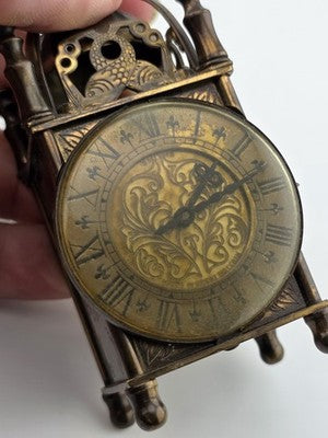 Vintage Smiths Miniature Brass Lantern Clock Wind-Up Made in Great Britain. Read