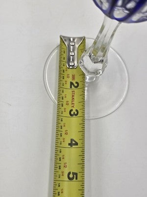 Vintage Ajka Rene Cobalt Blue Cut to Clear Crystal Champagne Flutes Rare Pattern