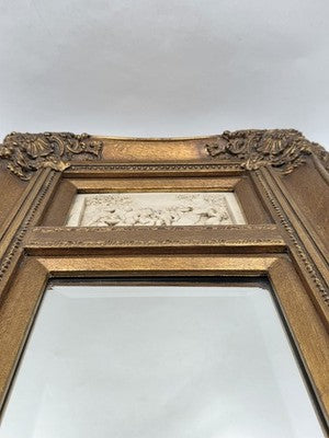 Rare Antique 19th C Enrico Braga Tondo Relief Mirror W Perfugium Regibus Coin
