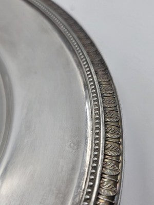 Vtg Christofle France 18” Silverplate Oval Serving Platter Louis XVI Leaf Border