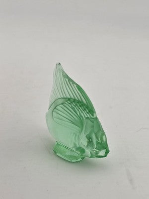 Vintage Lalique France Mint Green Crystal Fish Sculpture 2" Signed Mint Cond.