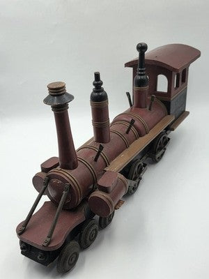 Rare Heavy Vintage Handmade Wooden & Cast Iron Steam Train 24" X 14" X 6"