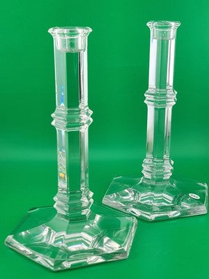 Vintage Elegant Pair Of TIFFANY & CO Crystal Windham Candle Holders 8” Tall