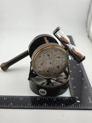 Antique No.1974 Brass Air Meter Anemometer w/ Sand Timer, Circa 1900 Mining Tool