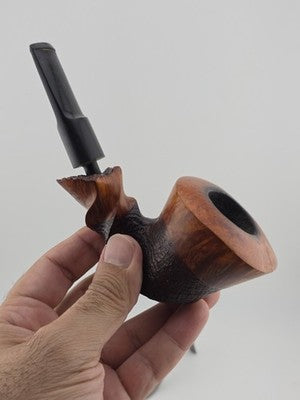 Vintage Ben Wade Spiral Partially Sandblasted Bent Dublin Tobacco Pipe. Denmark.