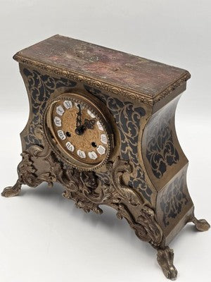 Private: Rare Antique French Rococo Mantel Clock Chinoiserie Inlay Bell Strike.