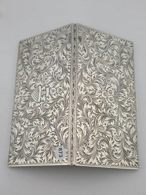 Amazing Antique European 800 Silver Cigarette Case Deep Hand Engraving 203 g.