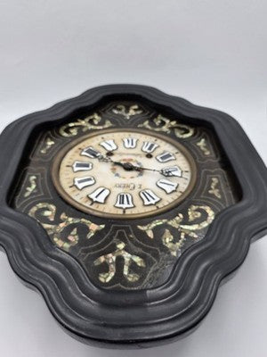 Antique 19th C Mother Of Pearl French E Chery Chateaumeillant Clock. Works. Read